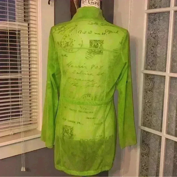 Neon Green Sheer jacket with Toggle Drawstring Waist - Picture 2 of 12